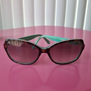 Kate Spade Womens Sunglasses Tortoise Teal Ayleen Oversized Butterfly w/Case